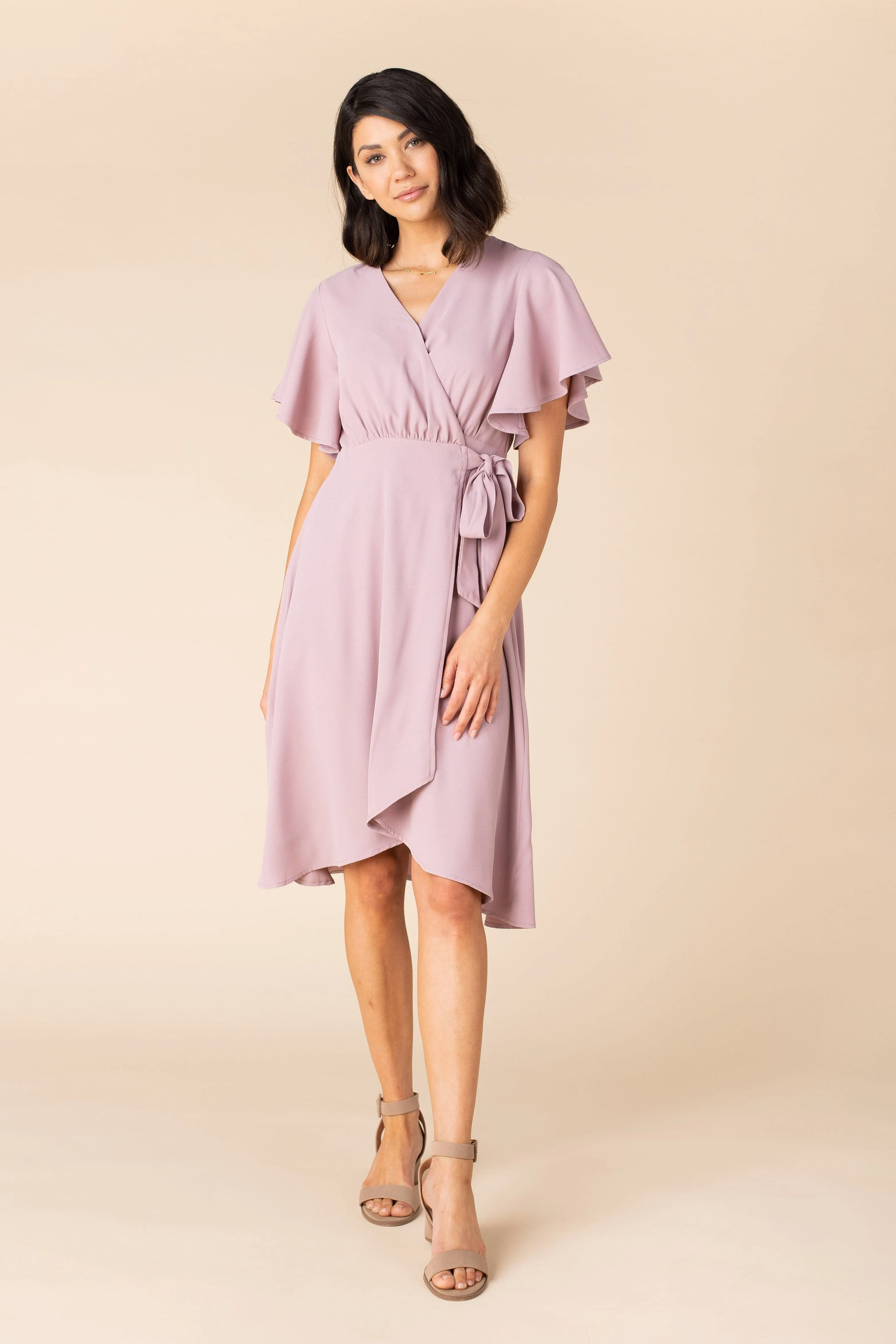 Daphne Tulip Wrap Dress - Mauve