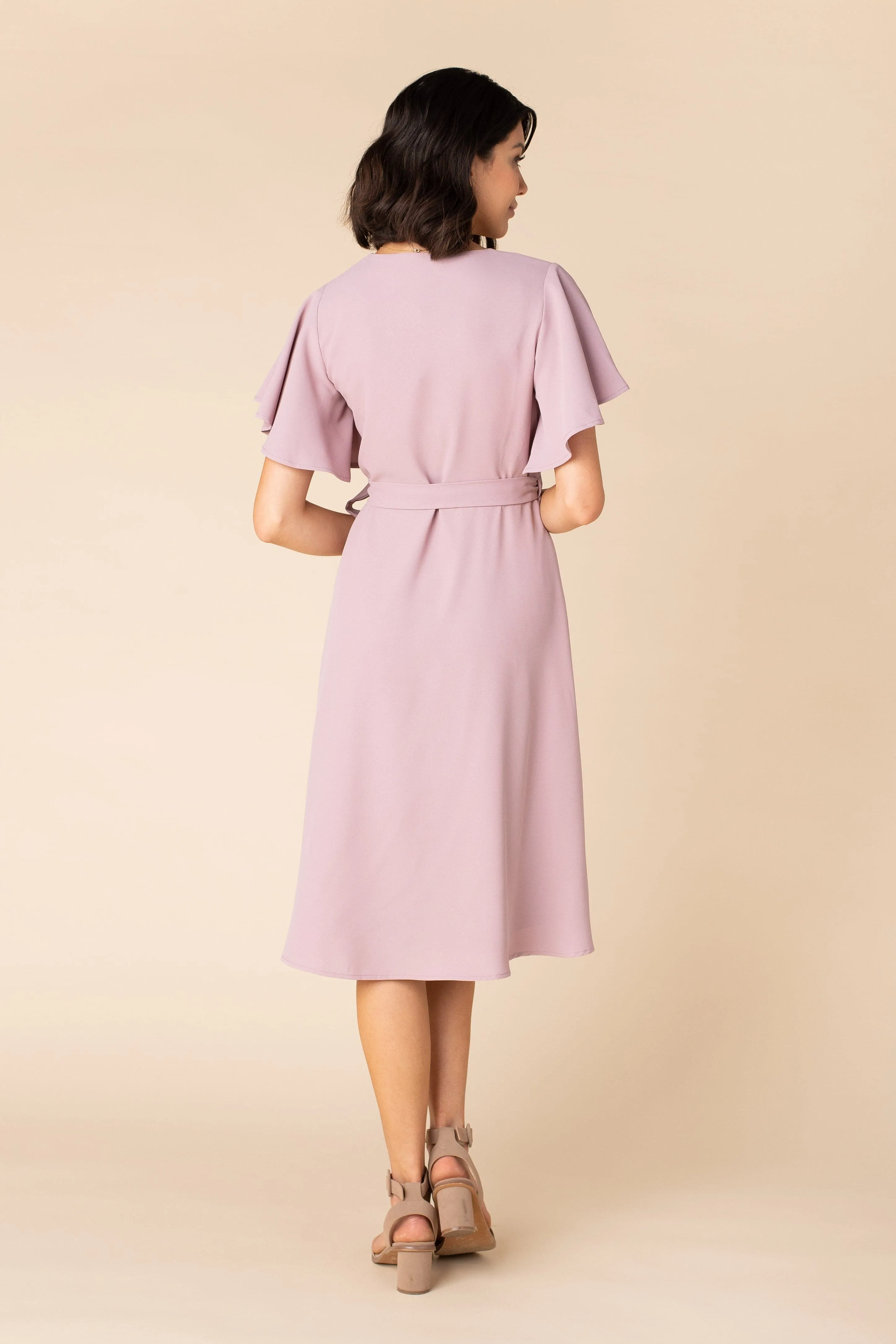 Daphne Tulip Wrap Dress - Mauve