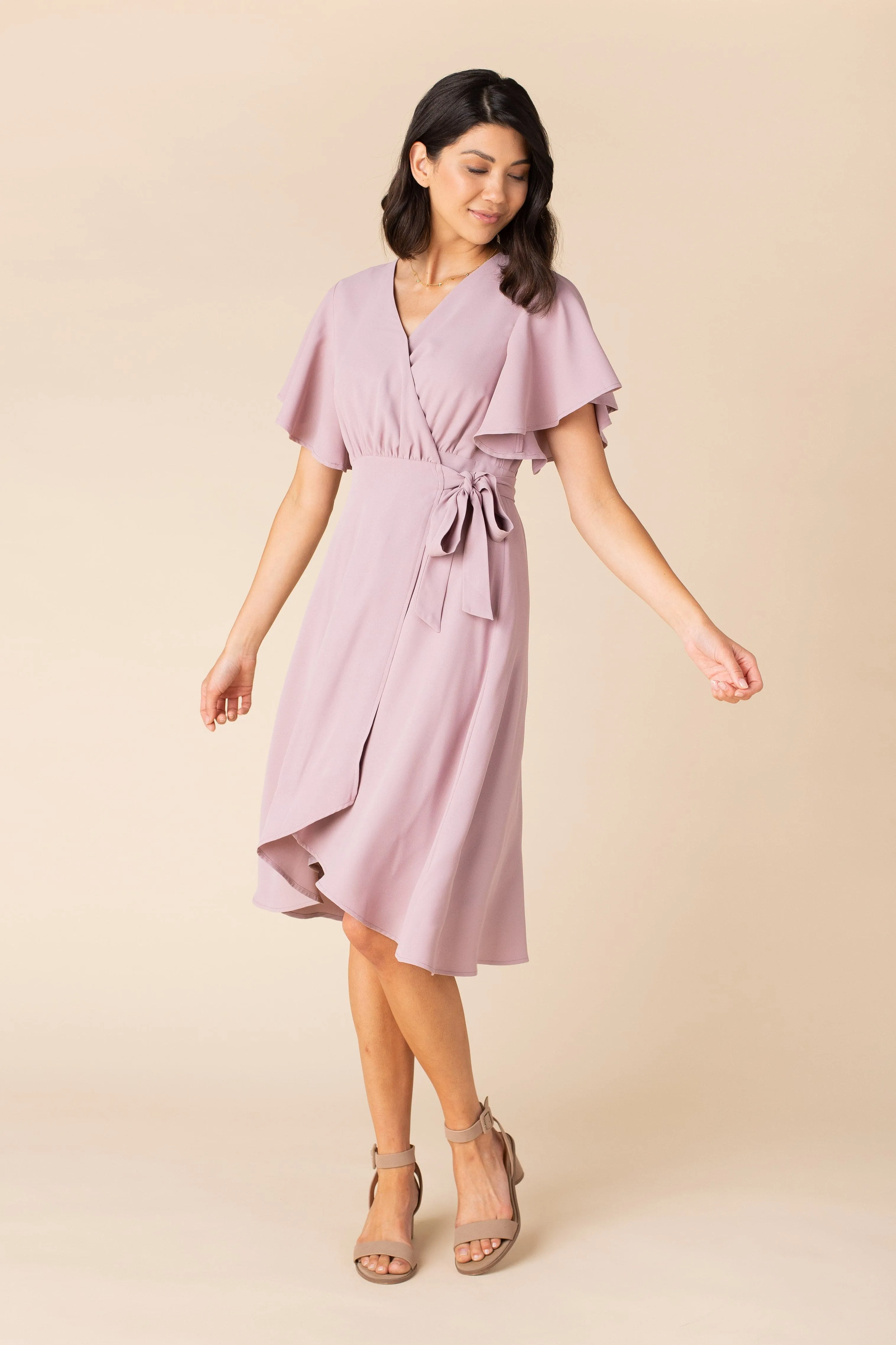 Daphne Tulip Wrap Dress - Mauve