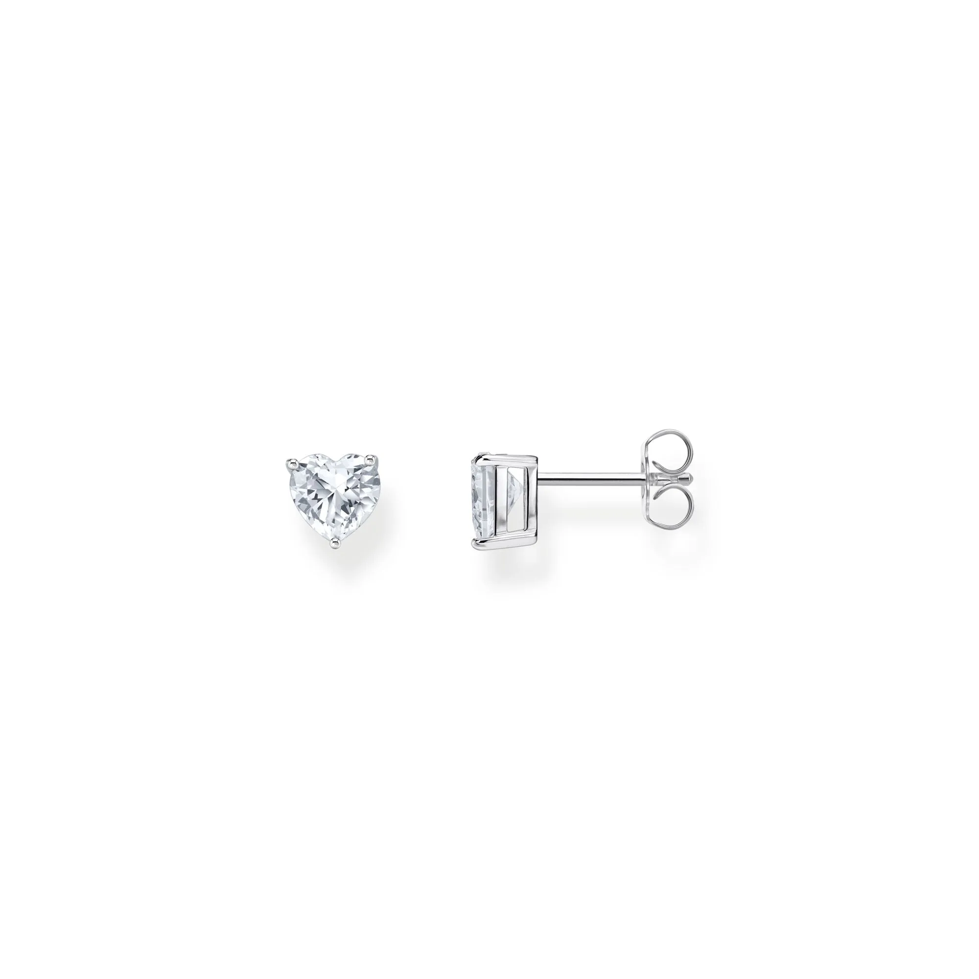 Ear studs heart-shaped with white zirconia