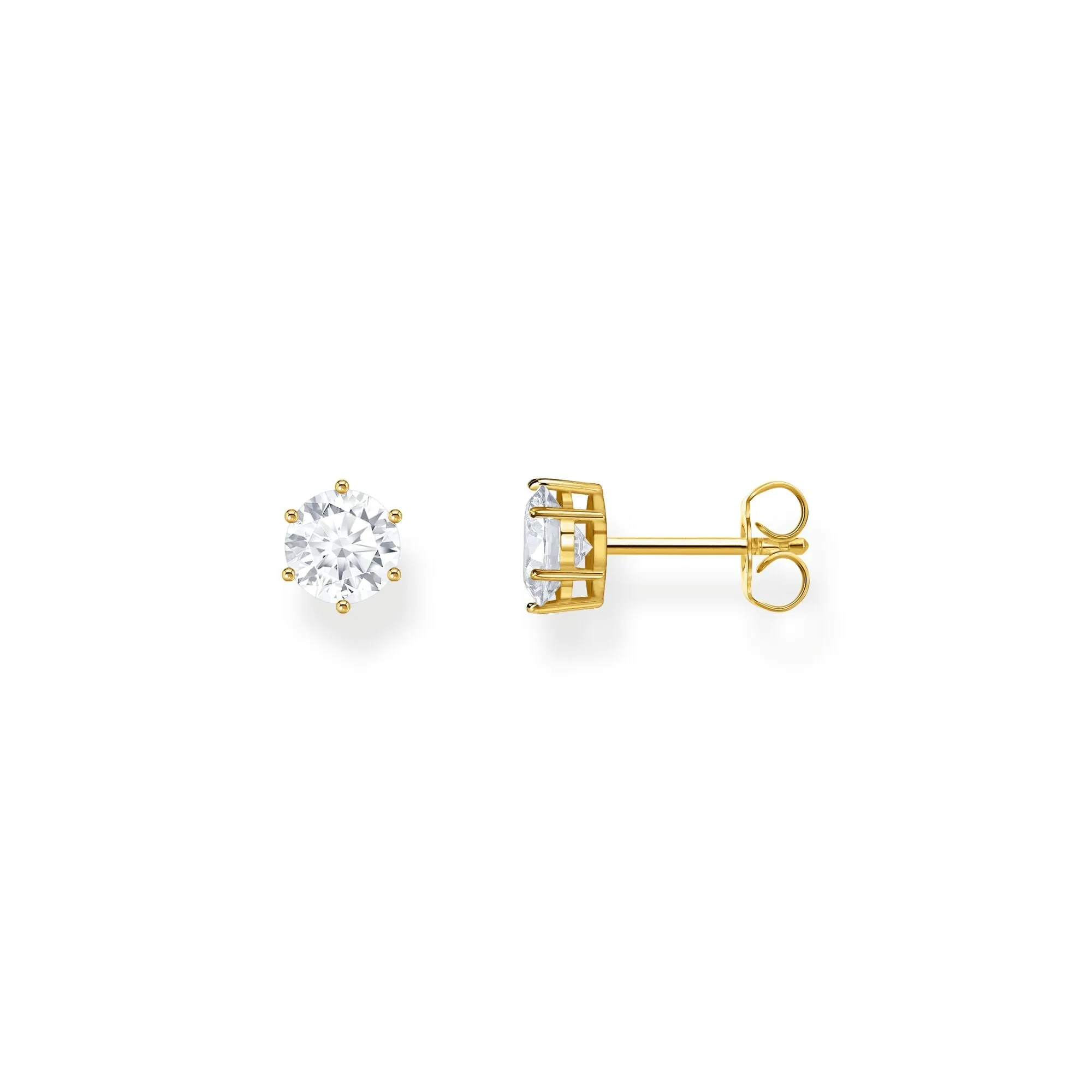 Ear studs with white zirconia in brilliant cut