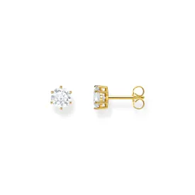 Ear studs with white zirconia in brilliant cut