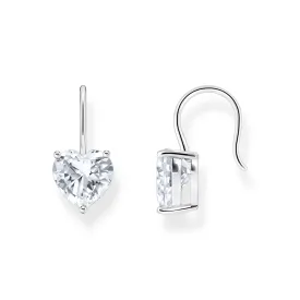 Earrings with white heart-shaped zirconia