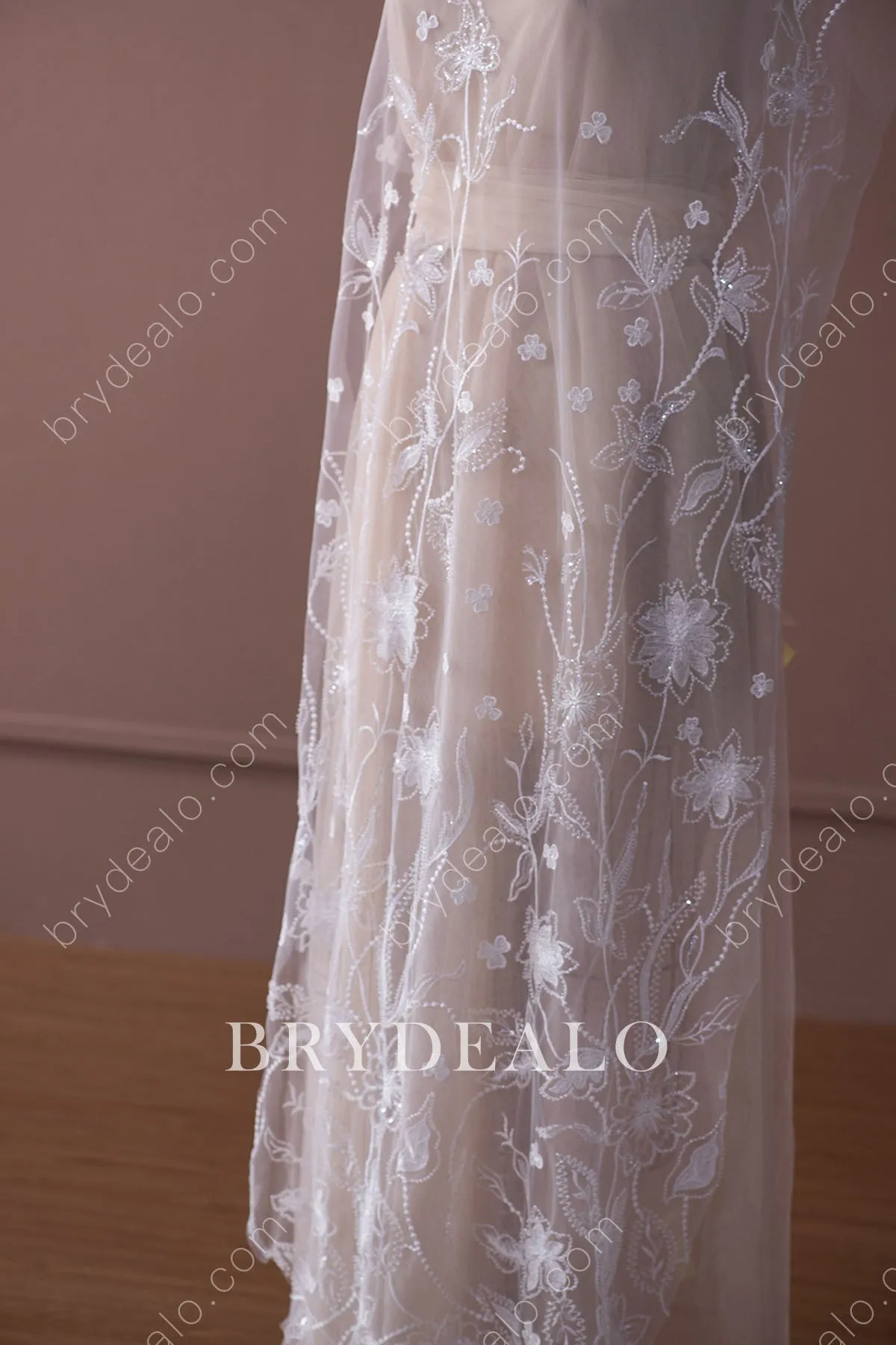 Elaborate Sequin Bloom Lace Fabric for Wholesale