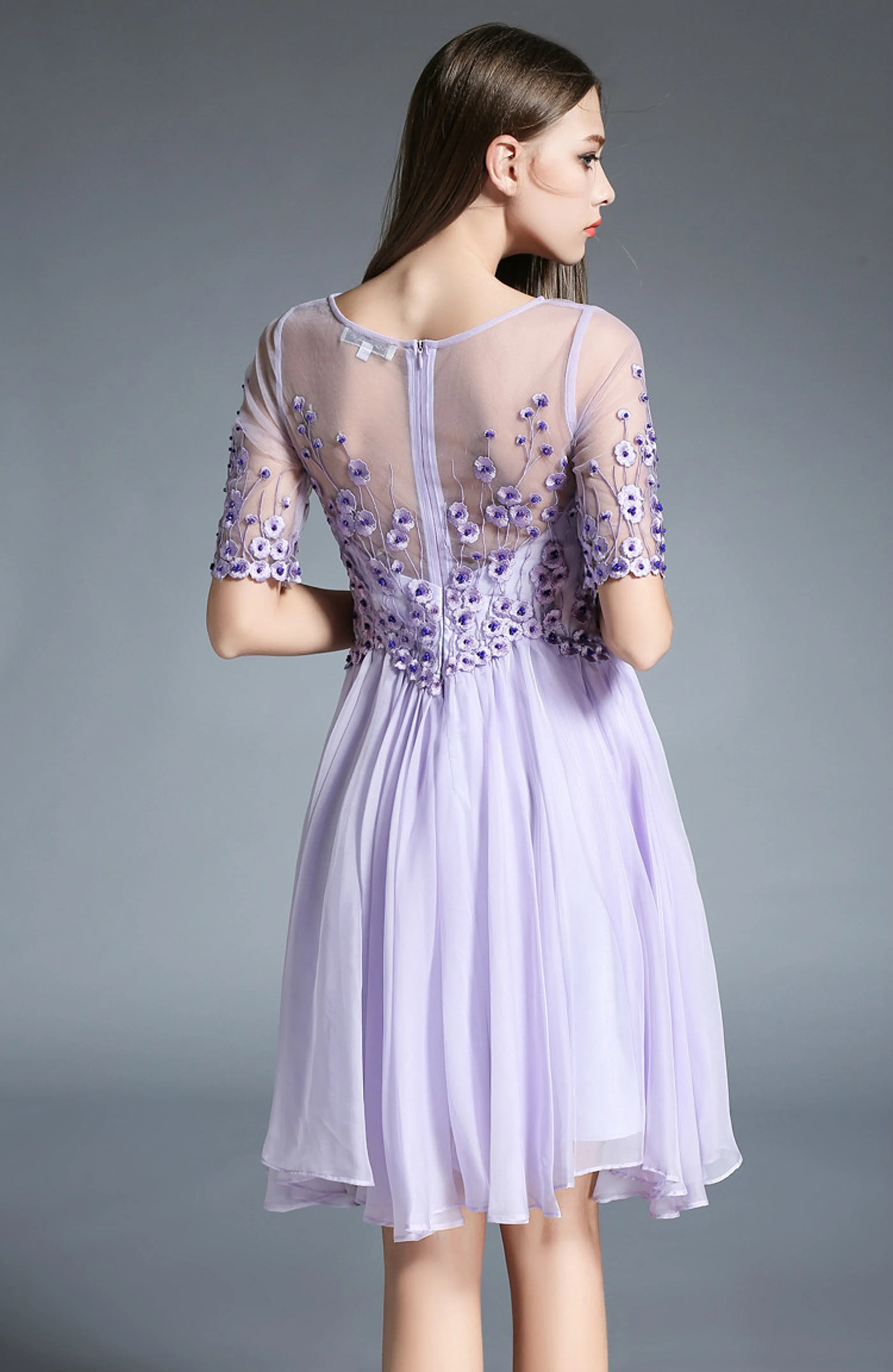 Elegant embroidered A-line mini dress