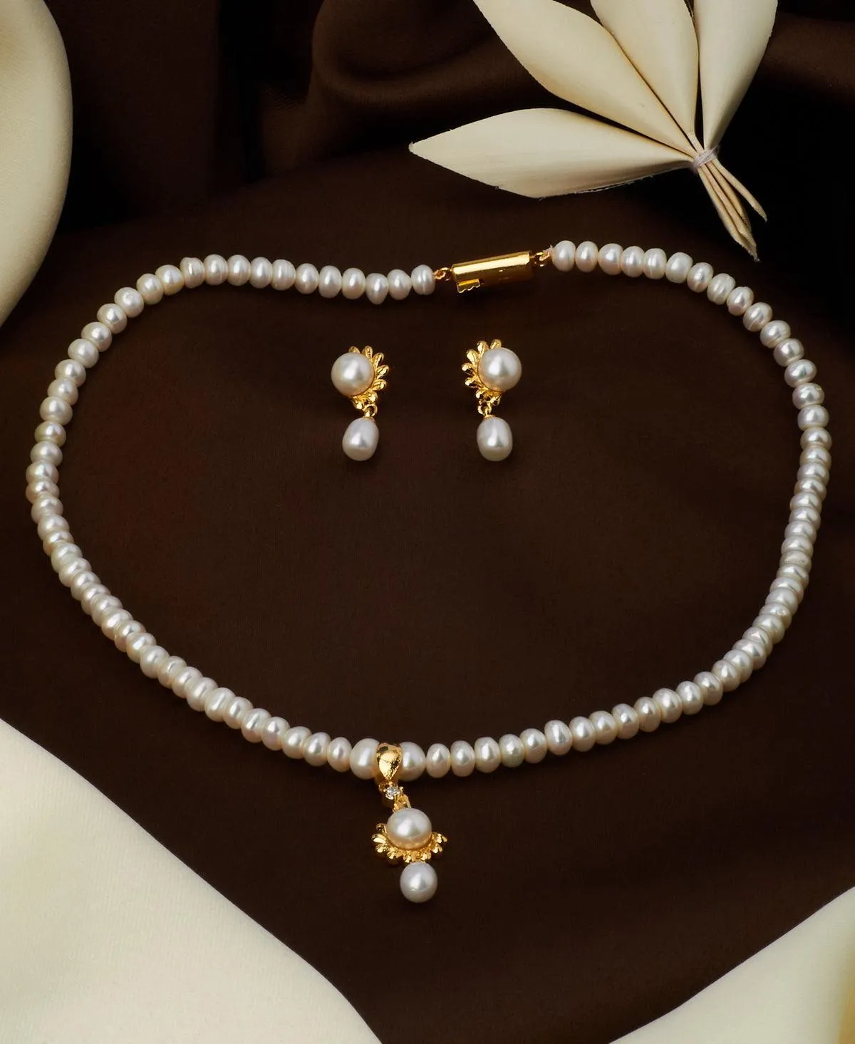 Elegant Real Pearl Necklace Set