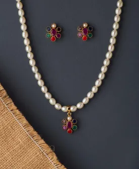 Elegant Real Pearl Necklace Set