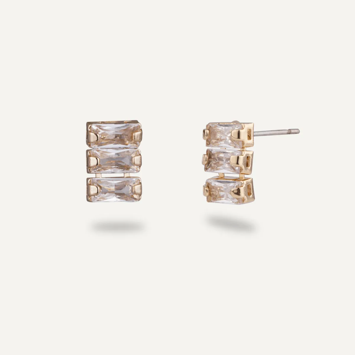 Elizabeth Cubic Zirconia Stud Earrings In Gold-Tone