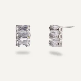 Elizabeth Cubic Zirconia Stud Earrings In Silver-Tone