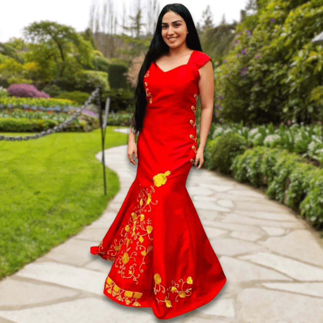 Mexican Charra Gala Dress with Intricate Embroidery