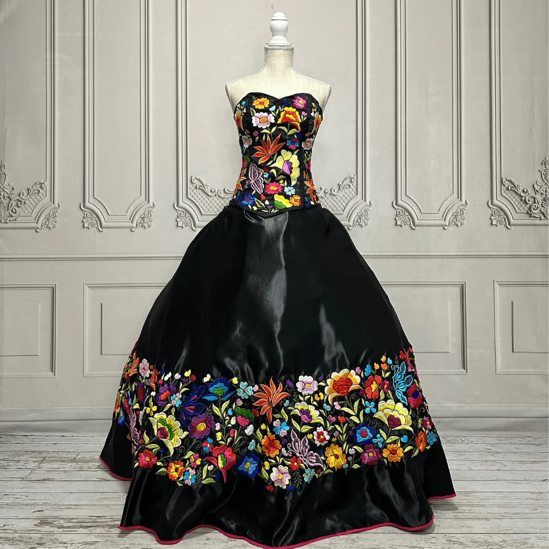 Embroidered Mexican Evening Dress - Nina Bonita