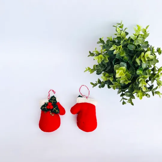 Felt Mitten with Mistletoe Ornaments