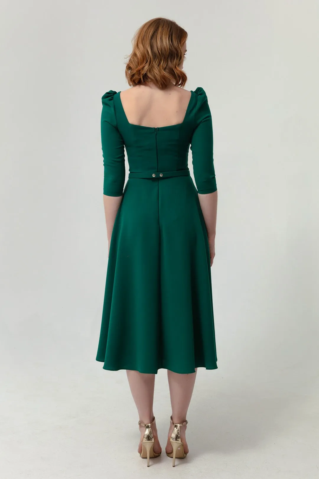 Female Square Neck Arched Midi Dress