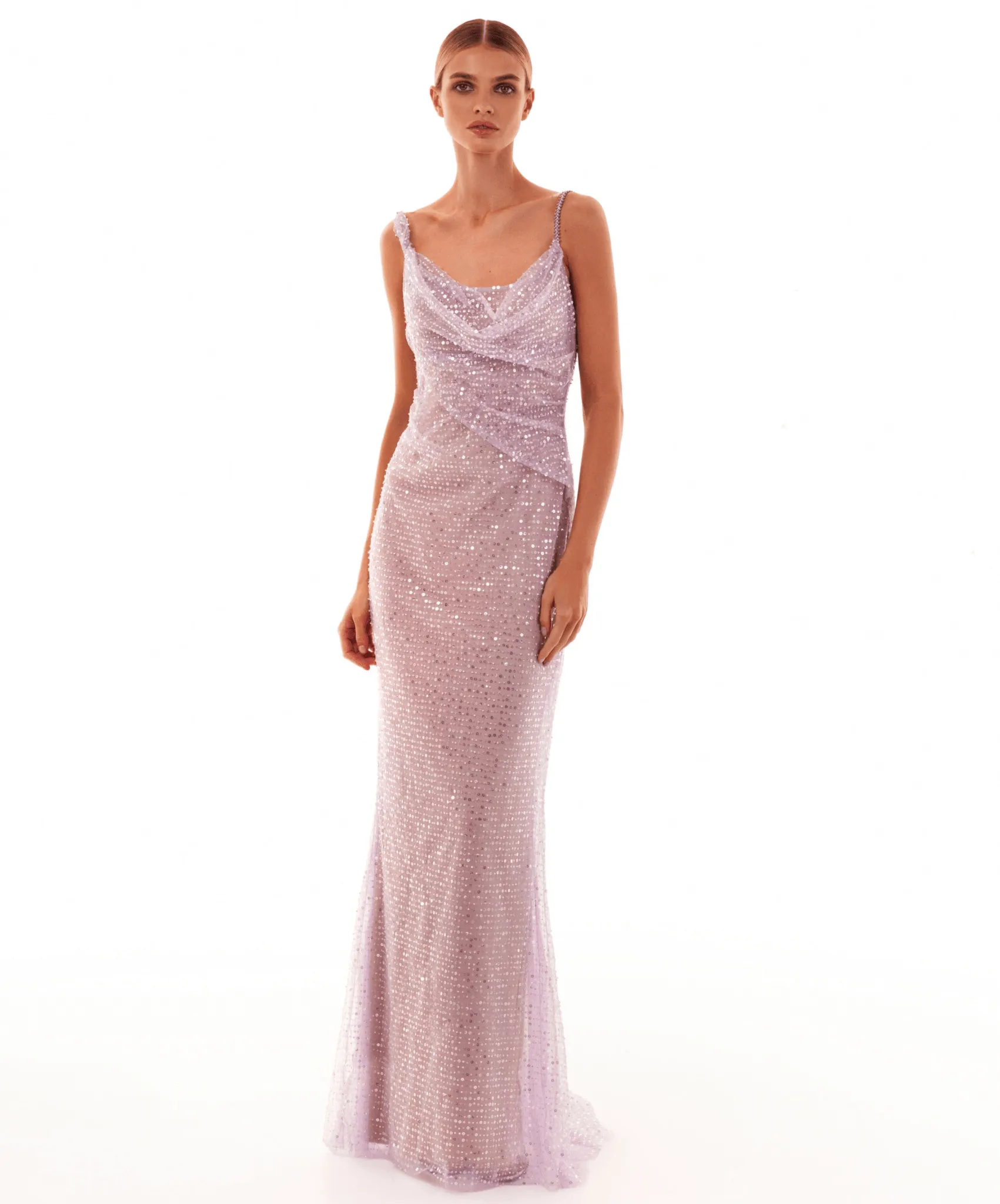 Gala lavender glittering maxi dress