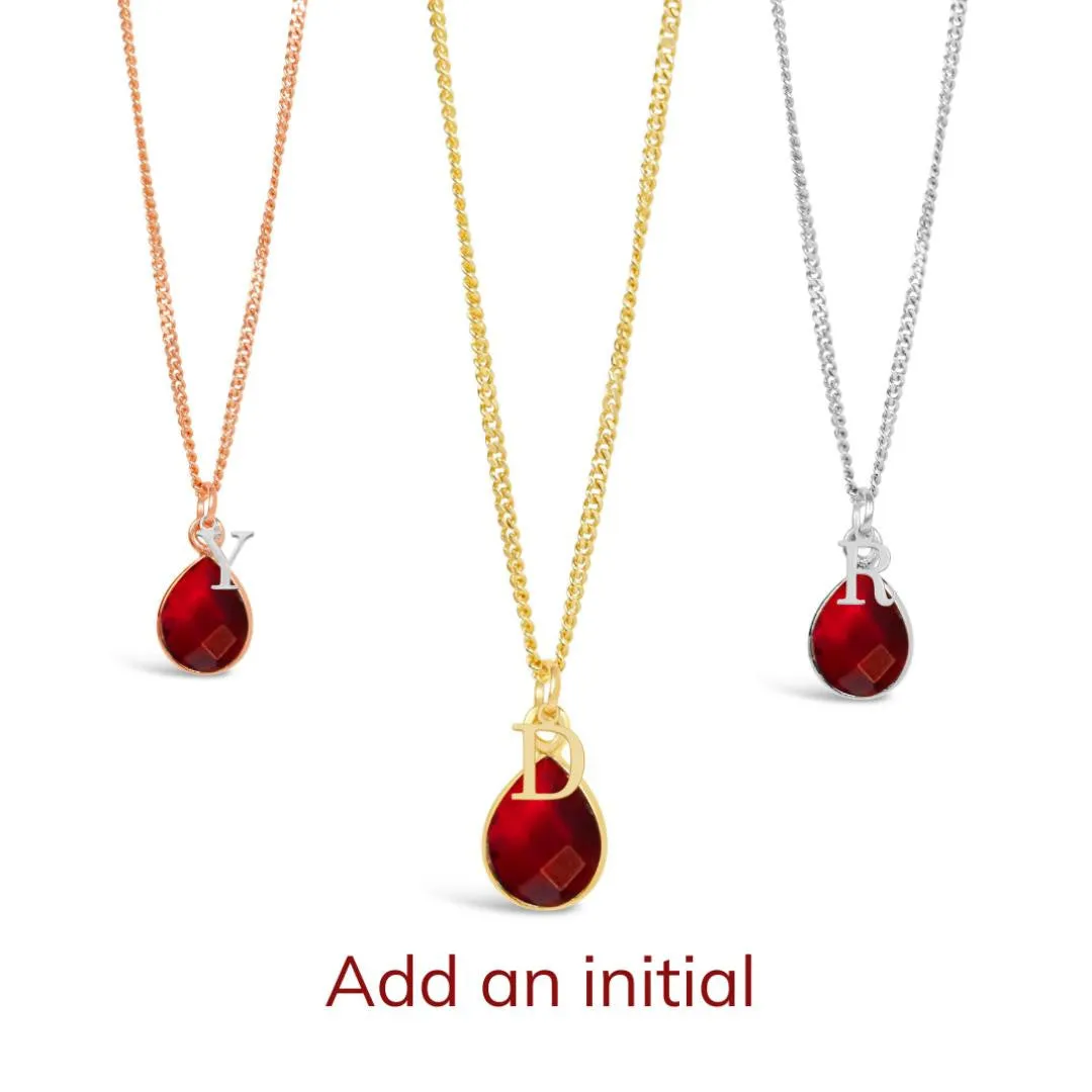 Garnet Charm Necklace | Gold | January