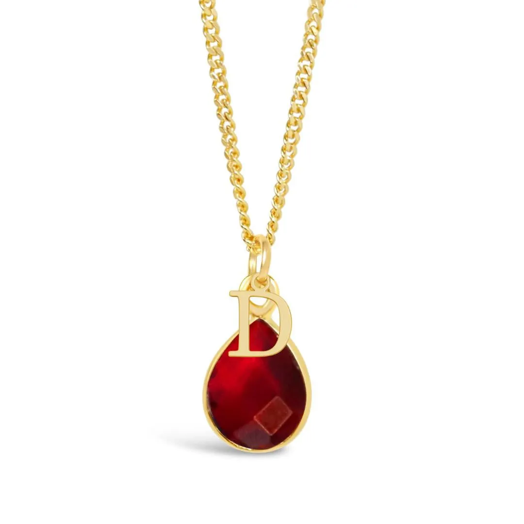 Garnet Charm Necklace | Gold | January