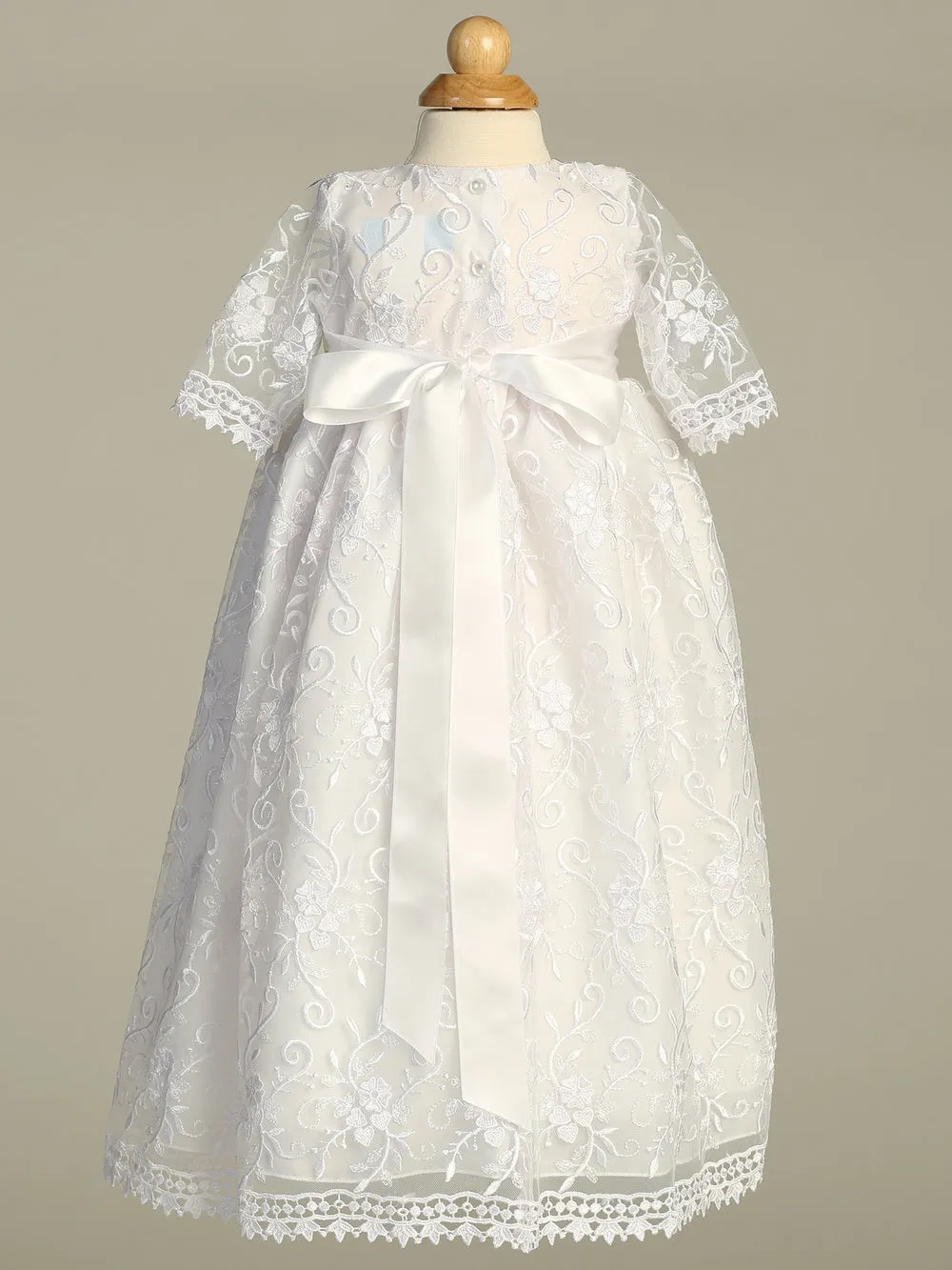 Girls White Christening & Baptism Gown - Abby