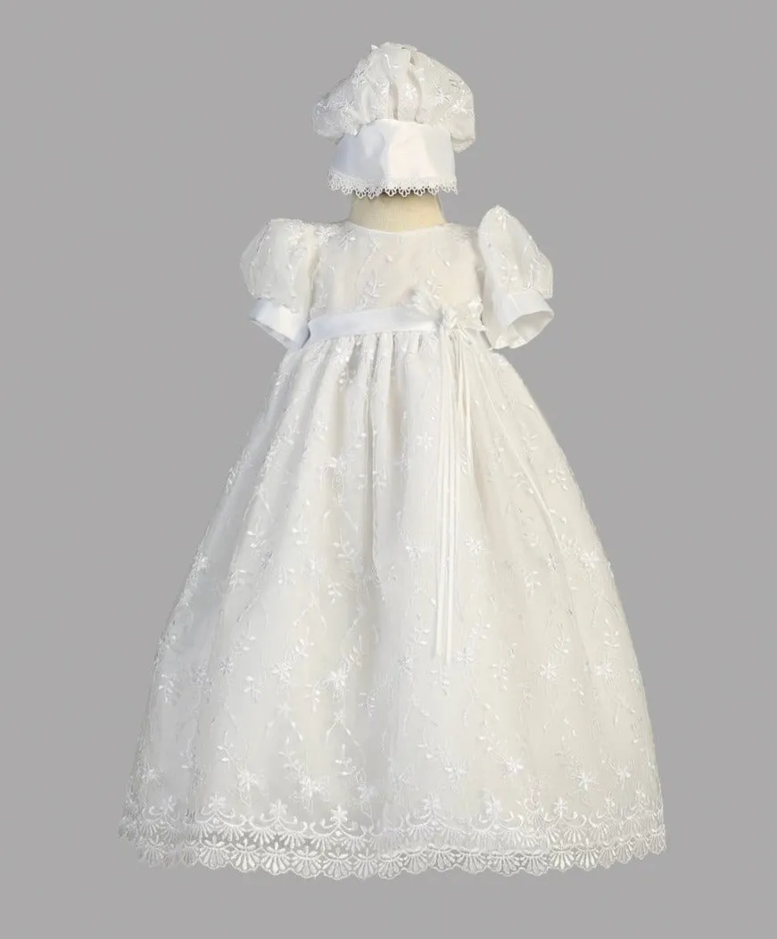 Girls White Christening & Baptism Gown - Emma