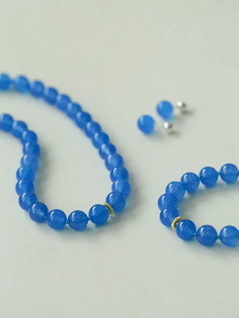 Glacier Blue Onyx Small Fresh Beaded Necklace