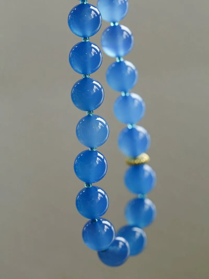 Glacier Blue Onyx Small Fresh Beaded Necklace