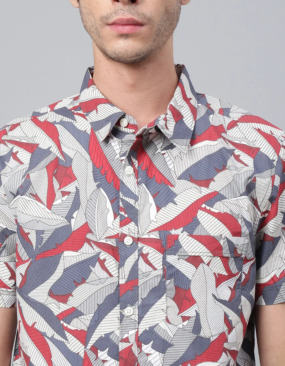 Grey Men's Printed Shirt