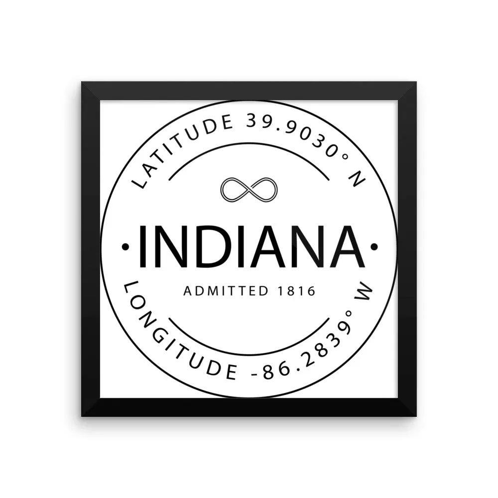 Indiana - Framed Print - Latitude & Longitude