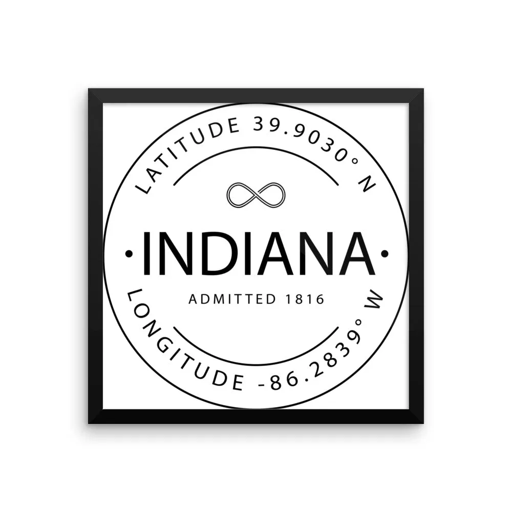 Indiana - Framed Print - Latitude & Longitude