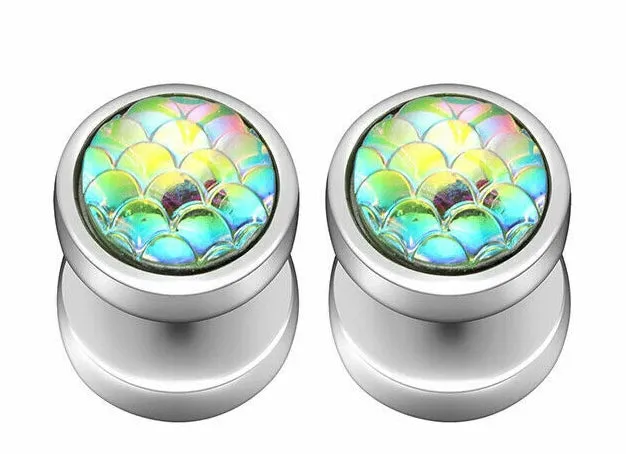 Iridescent Mermaid Scale 0G Cheater Plug