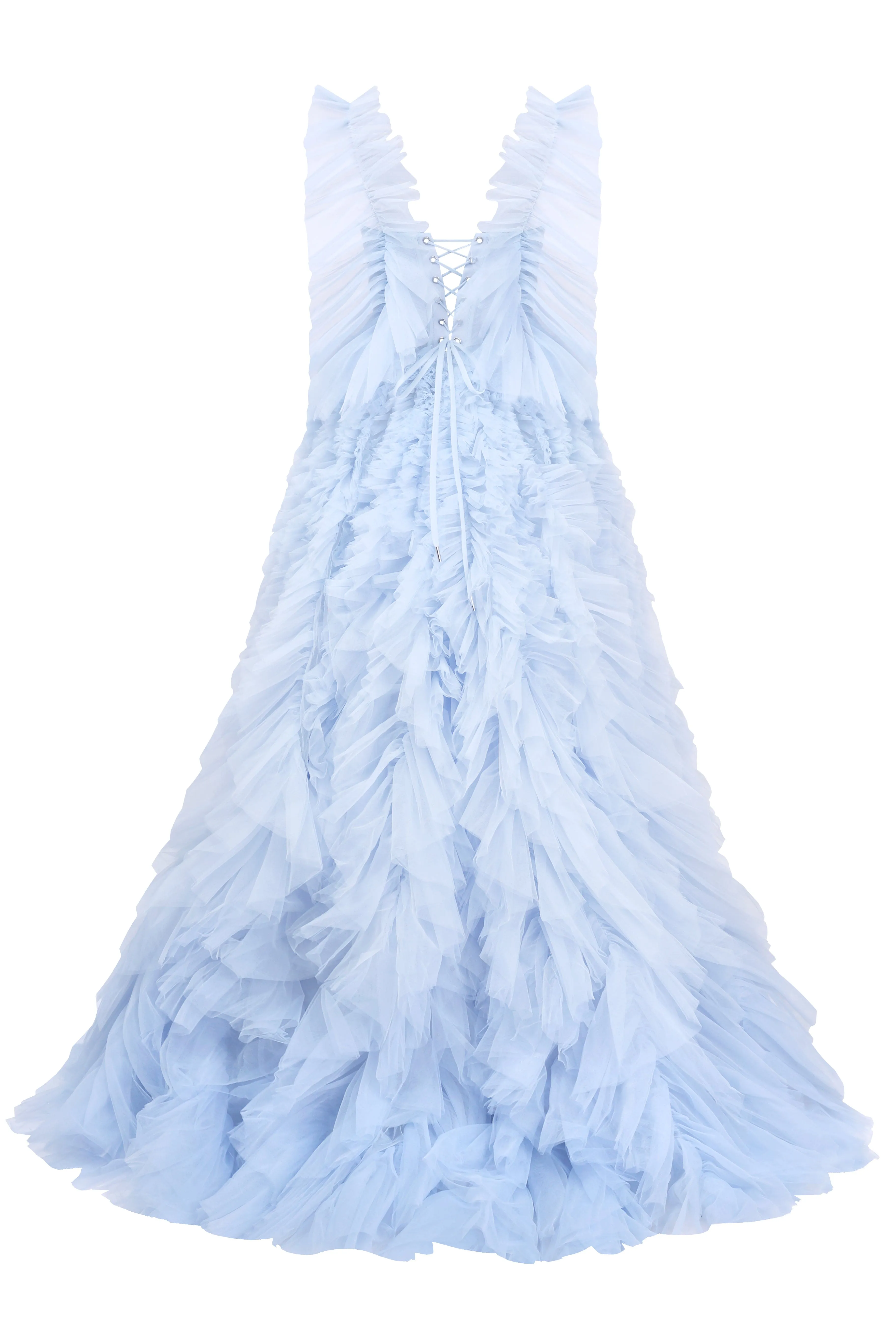 Light Blue All Ruffled Up Evening Fluffy Dress