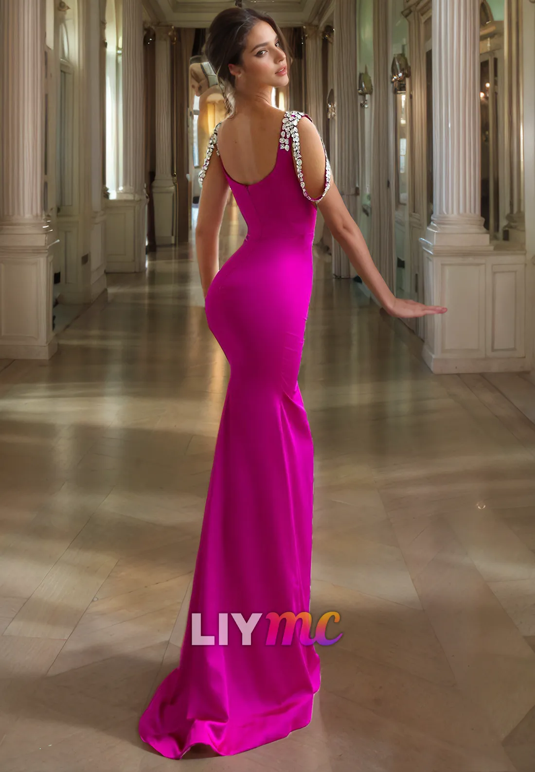 LP1103 - Double Beads Strapes Mermaid Formal Prom Dress