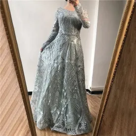 Luxury Crystal Long Sleeves Evening Dress