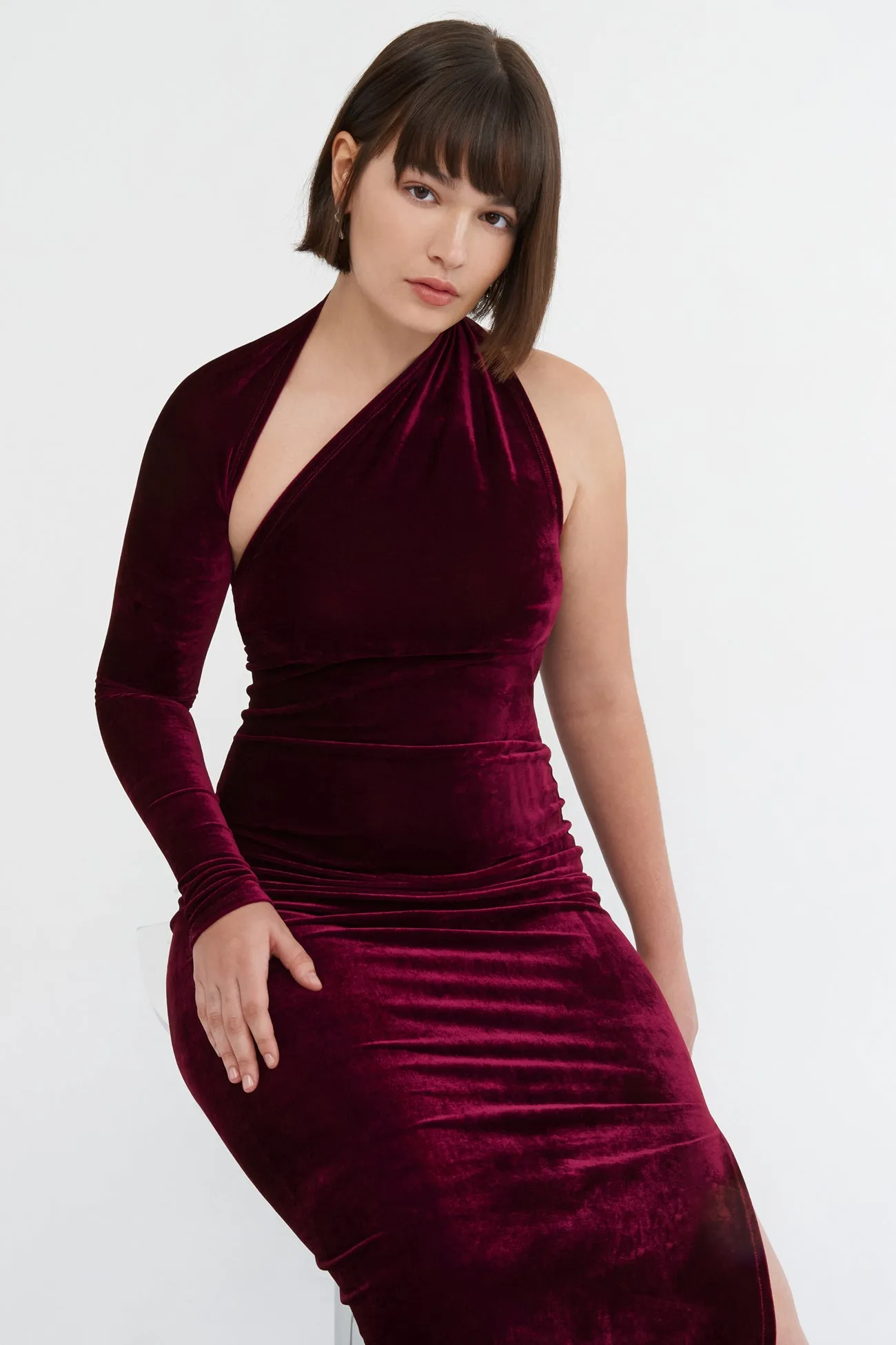 Manhattan Velvet Slit Gown