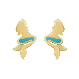 Mermaid Stud Earrings in 18k Gold over Sterling Silver