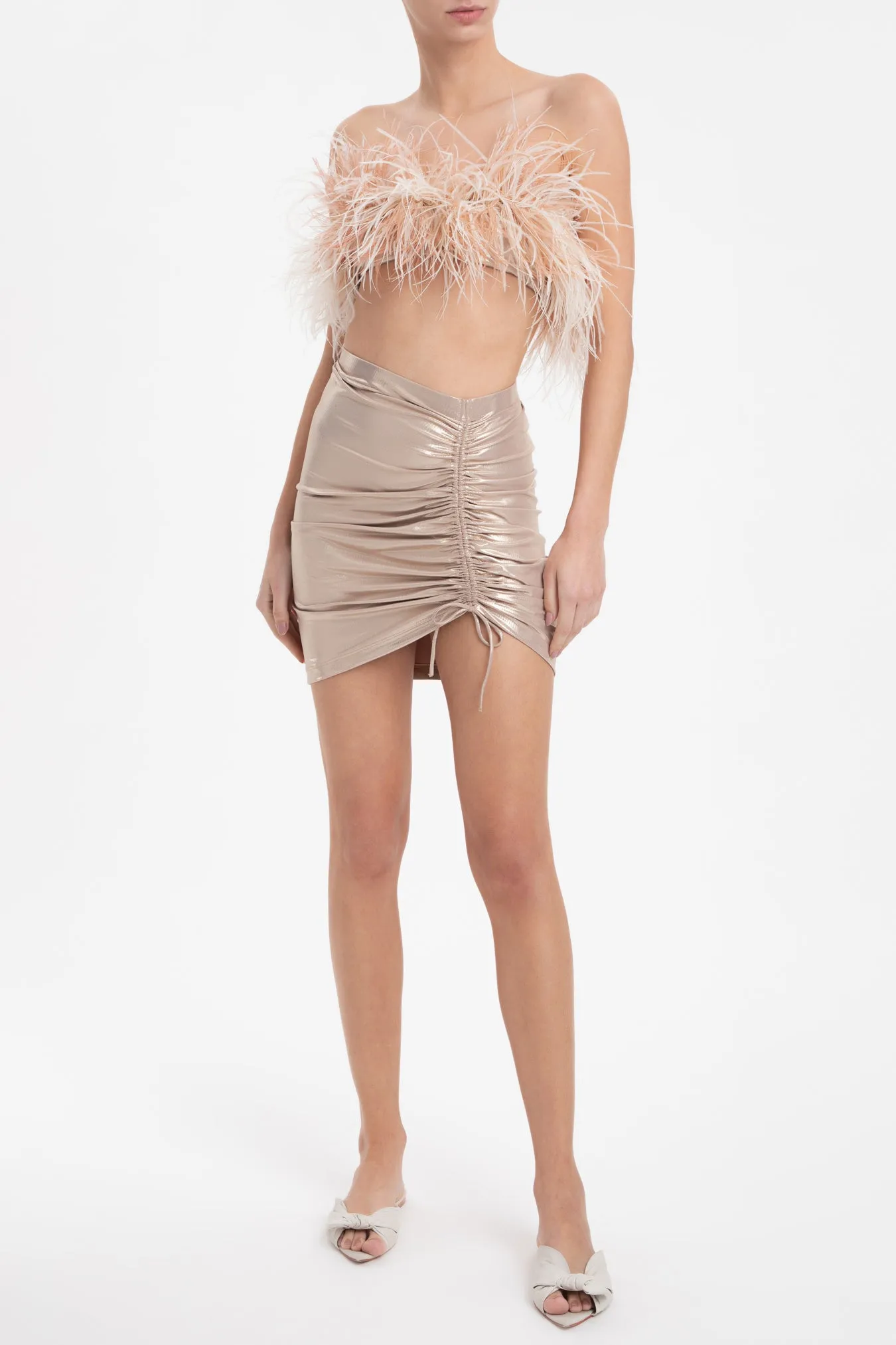 Metallic Frilled Short Skirt