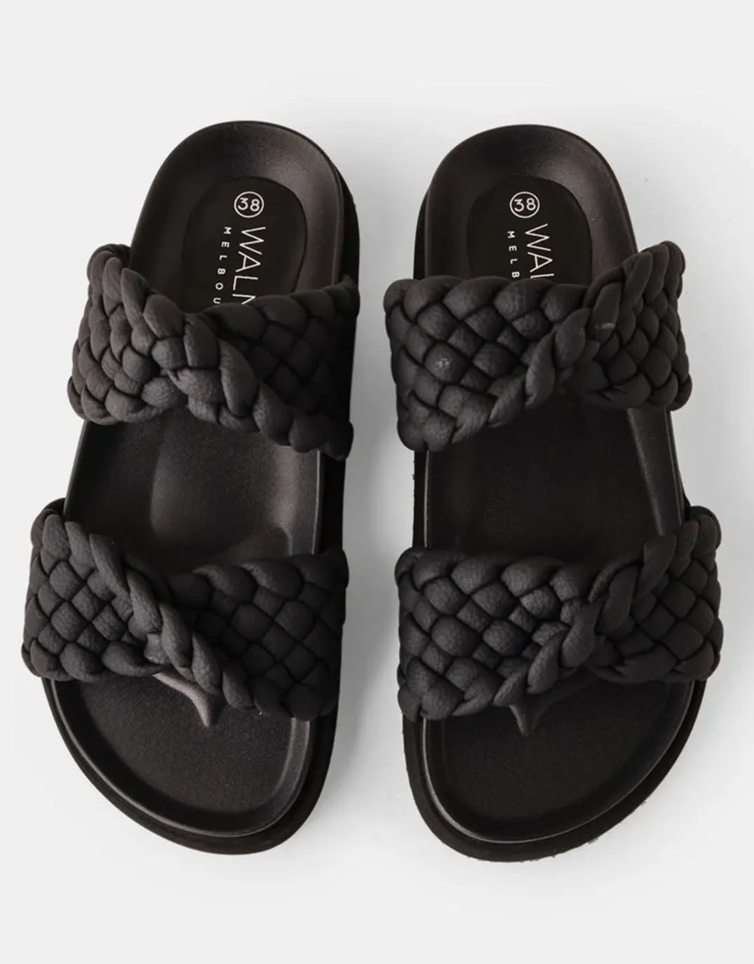 Mim Leather Slides - Black