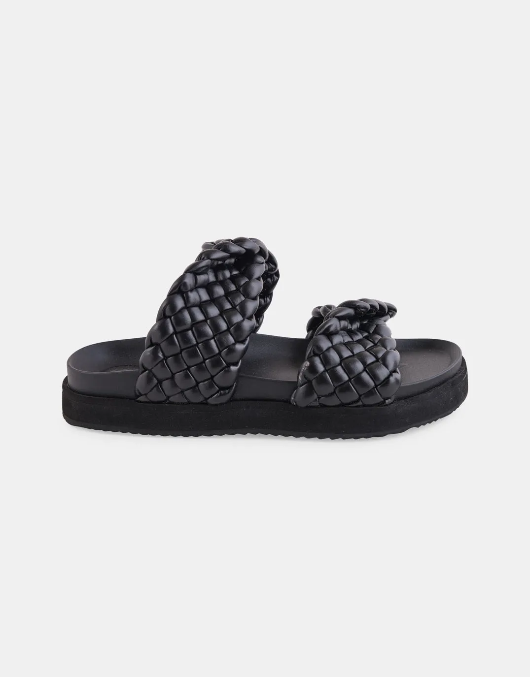 Mim Leather Slides - Black