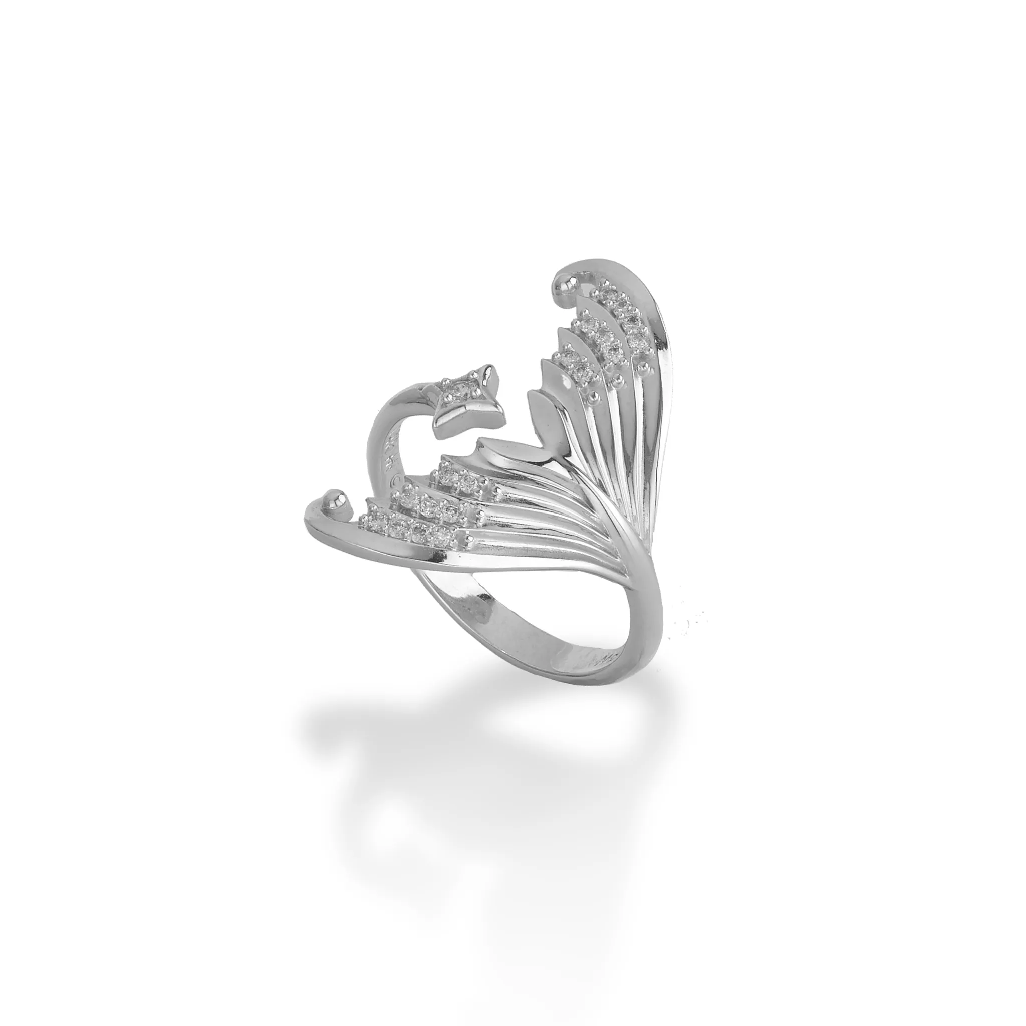 Moon Mermaid Ring in White Gold with Diamonds