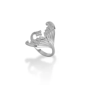 Moon Mermaid Ring in White Gold with Diamonds