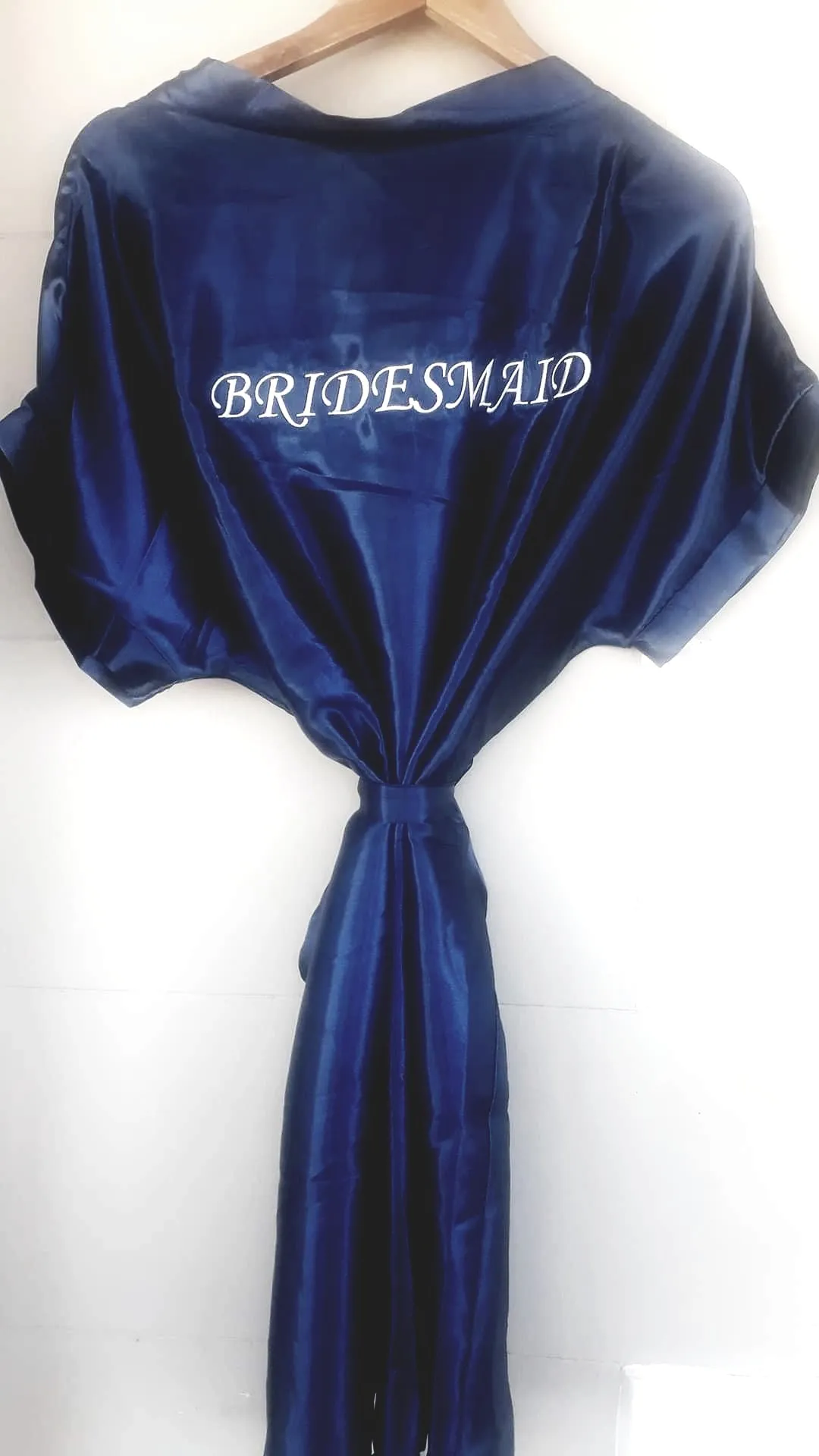 NAVY SATIN GOWNS WITH WHITE EMBROIDERY