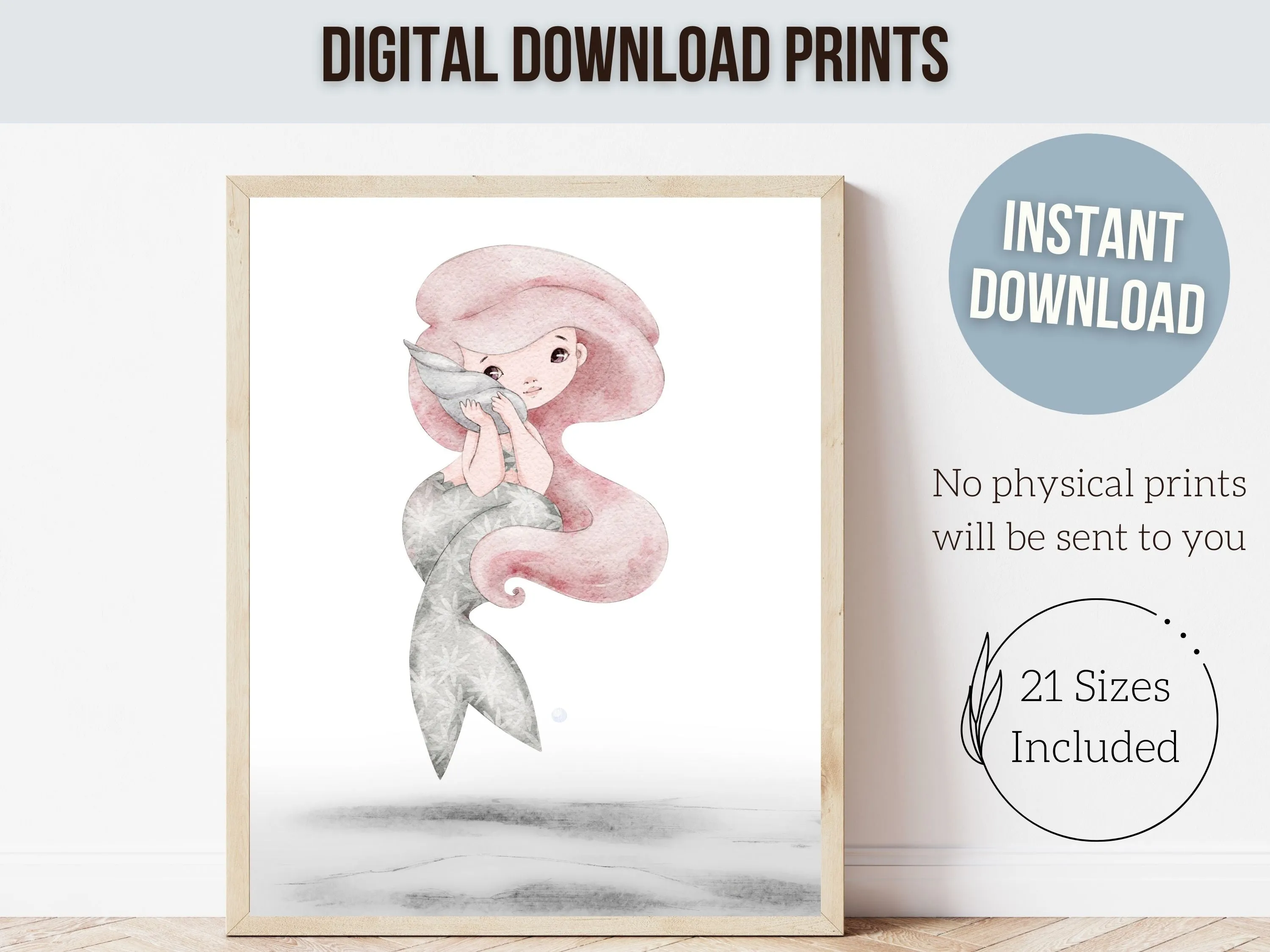 Pastel Mermaid Nursery Print Set of 3