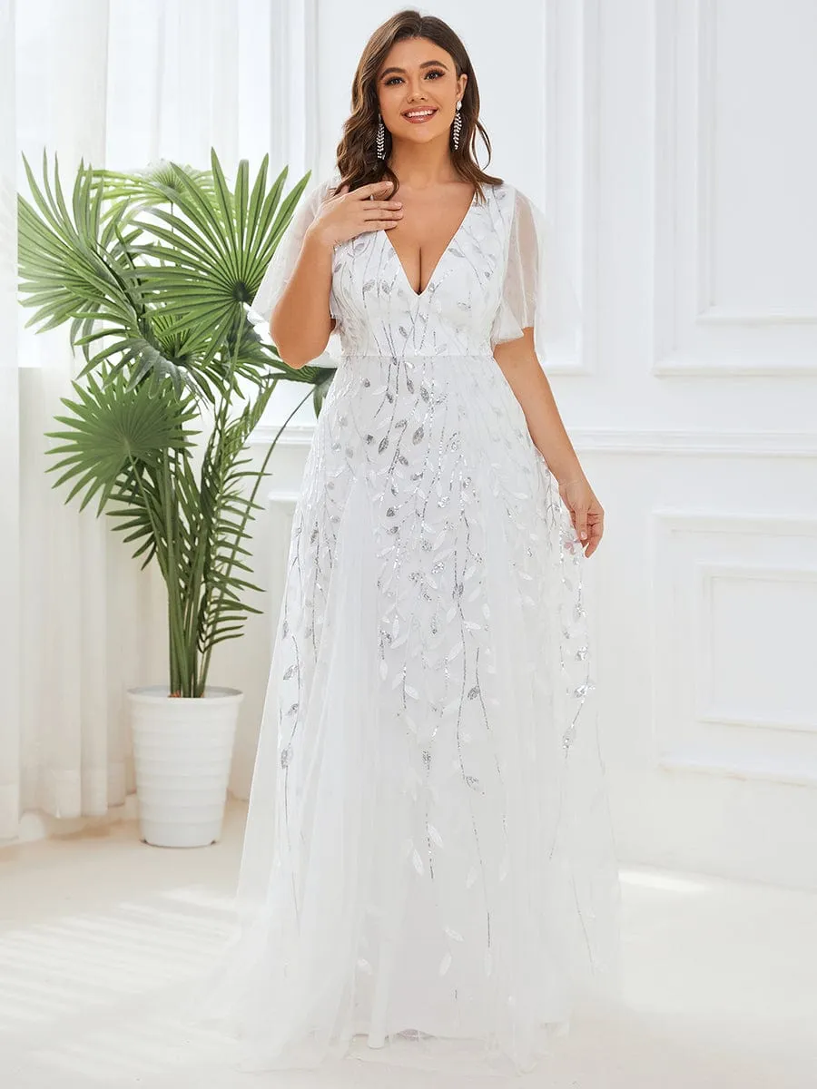 Elegant Plus Size Floor-Length Formal Evening Gowns for Weddings