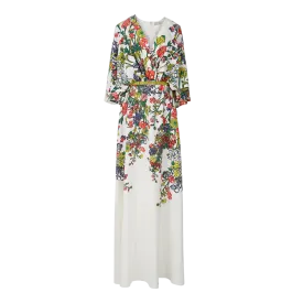 Printed Crepe Long Dress