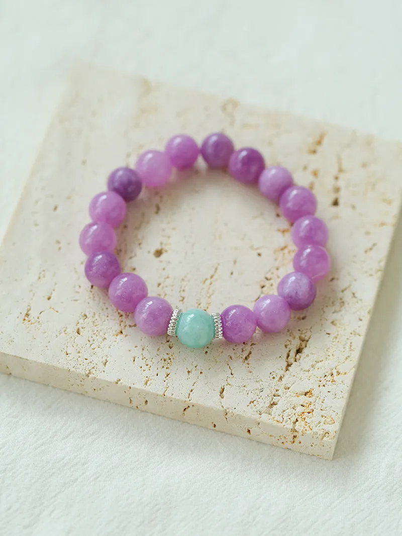 Purple Grapestone Elastic Beaded Bracelet