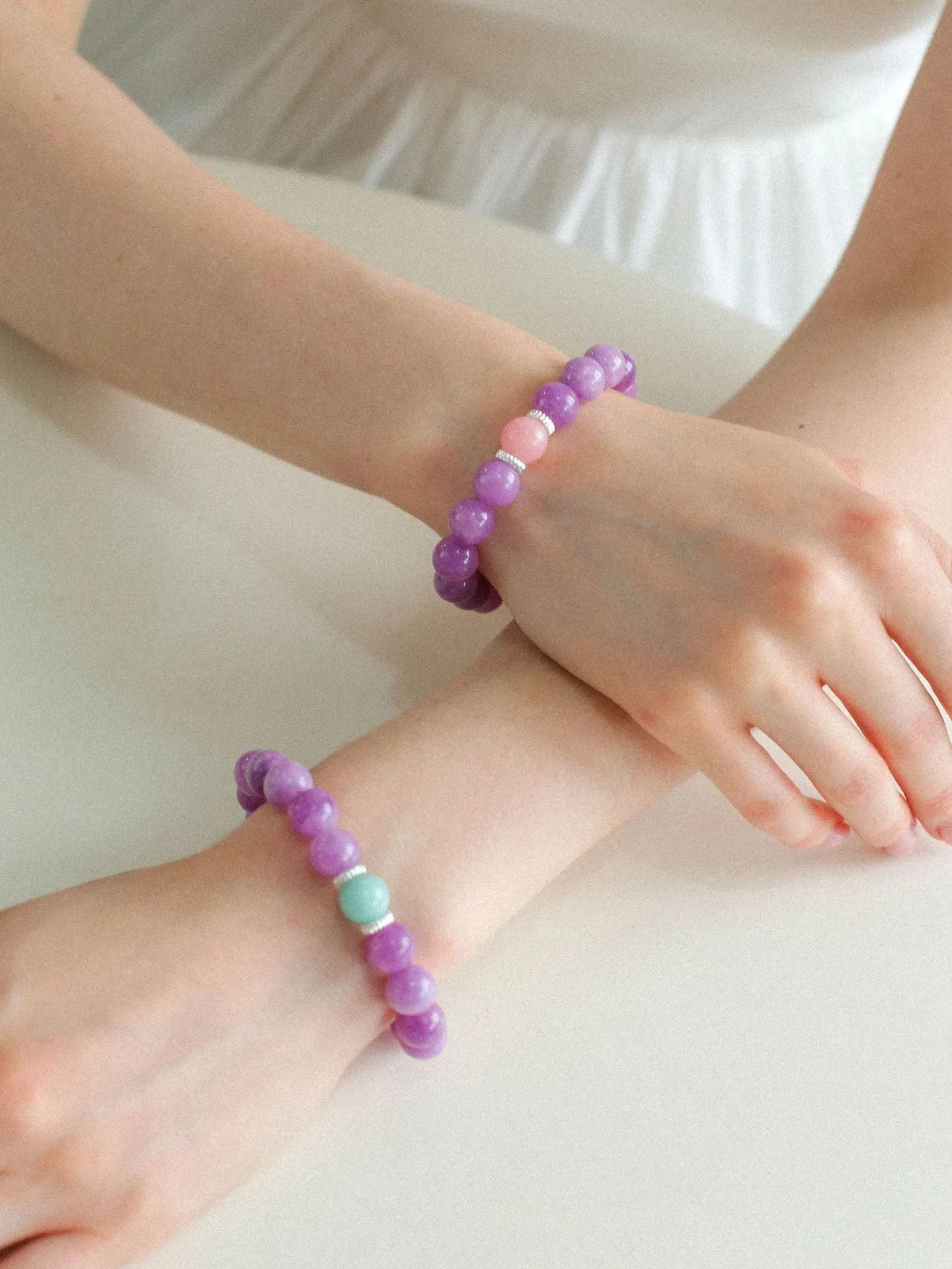 Purple Grapestone Elastic Beaded Bracelet