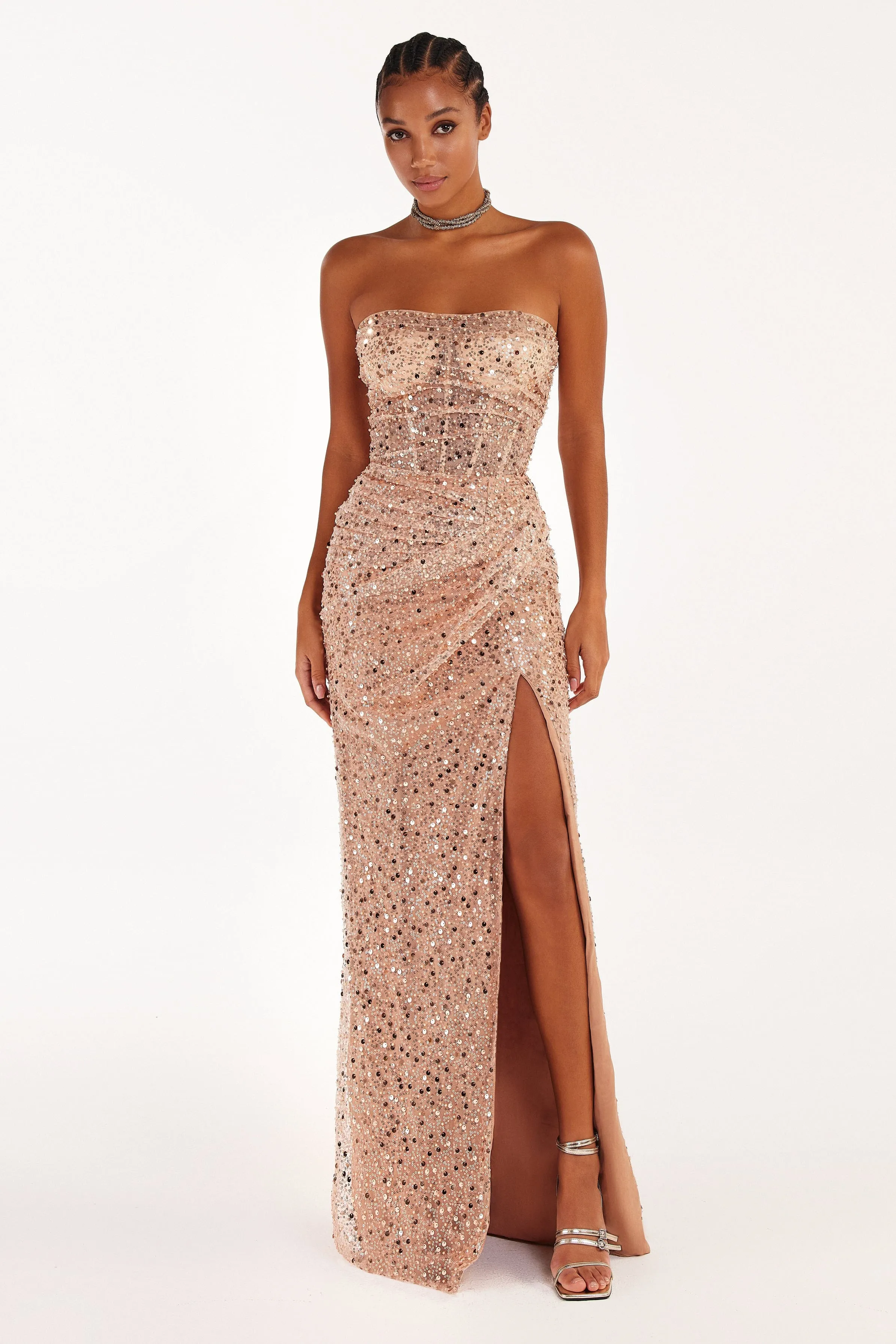 Radiant maxi dress in gold