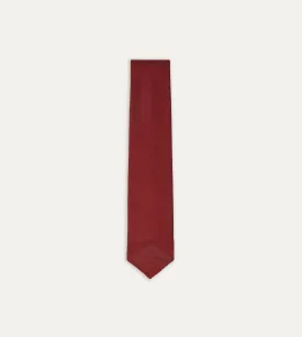 Red Fine Woven Grenadine Silk Hand Rolled Tie