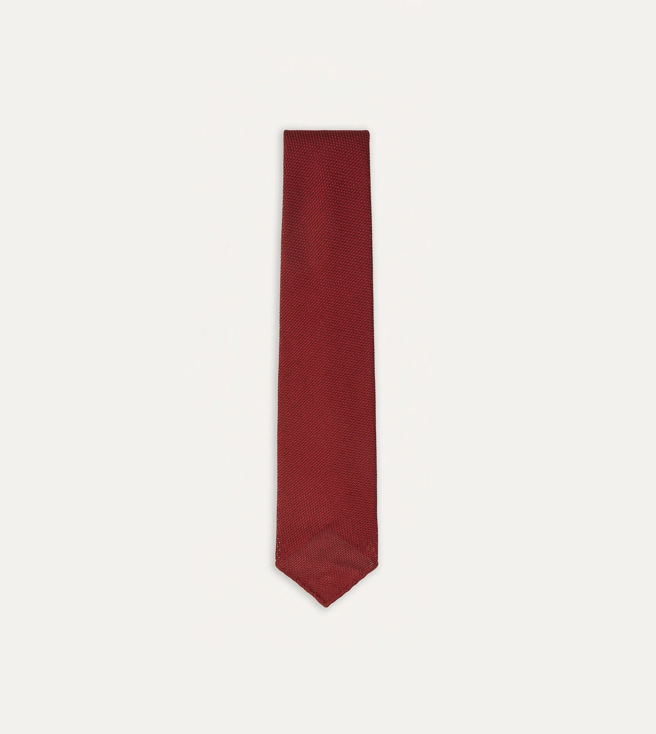 Red Fine Woven Grenadine Silk Hand Rolled Tie