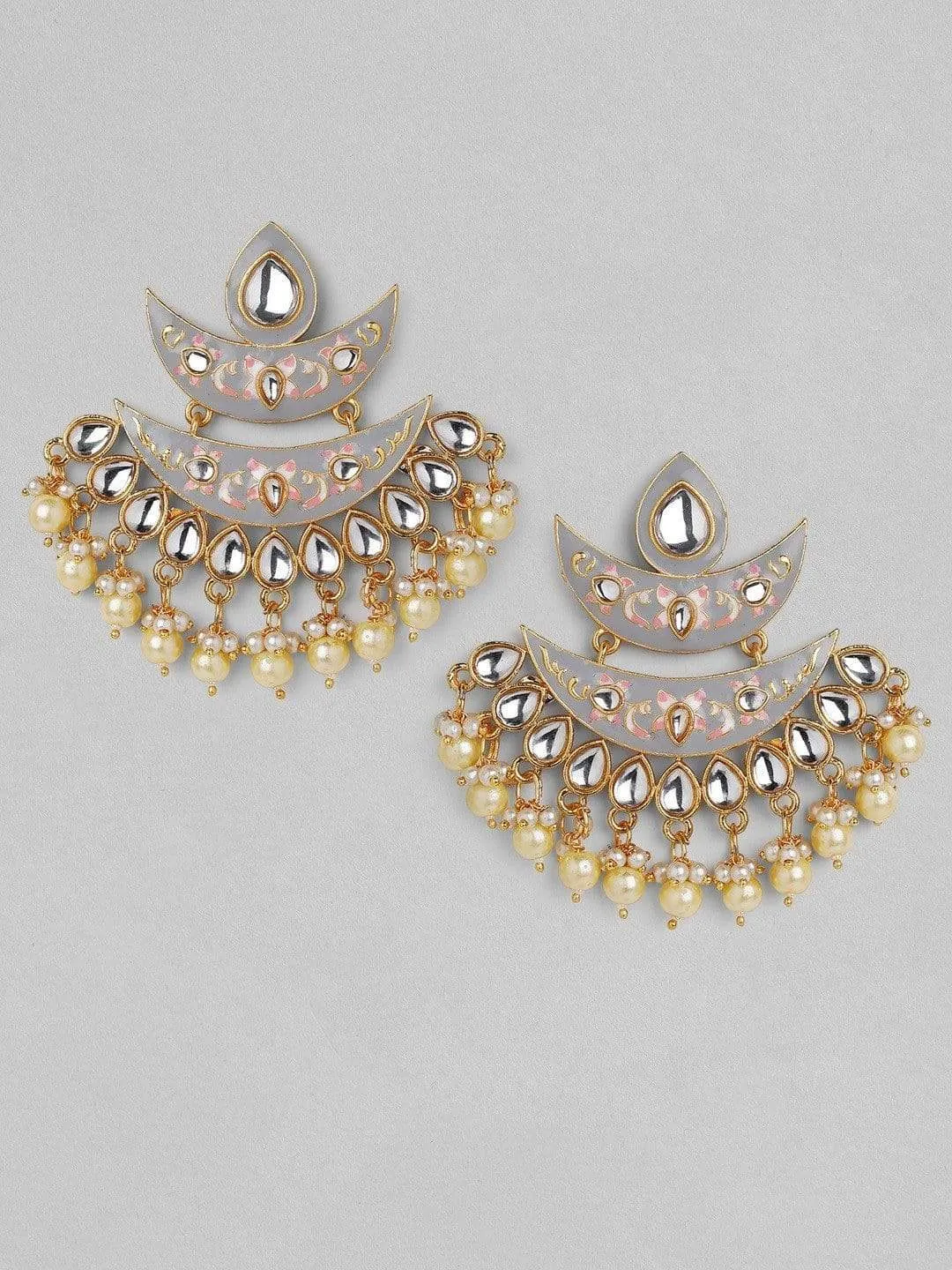 Rubans Gold Plated  Handcrafted Enamel Chandbali  Earrings