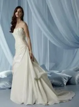 SALE Ivory Taffeta A Line Strapless Bridal Gown Size 6 Style 3057