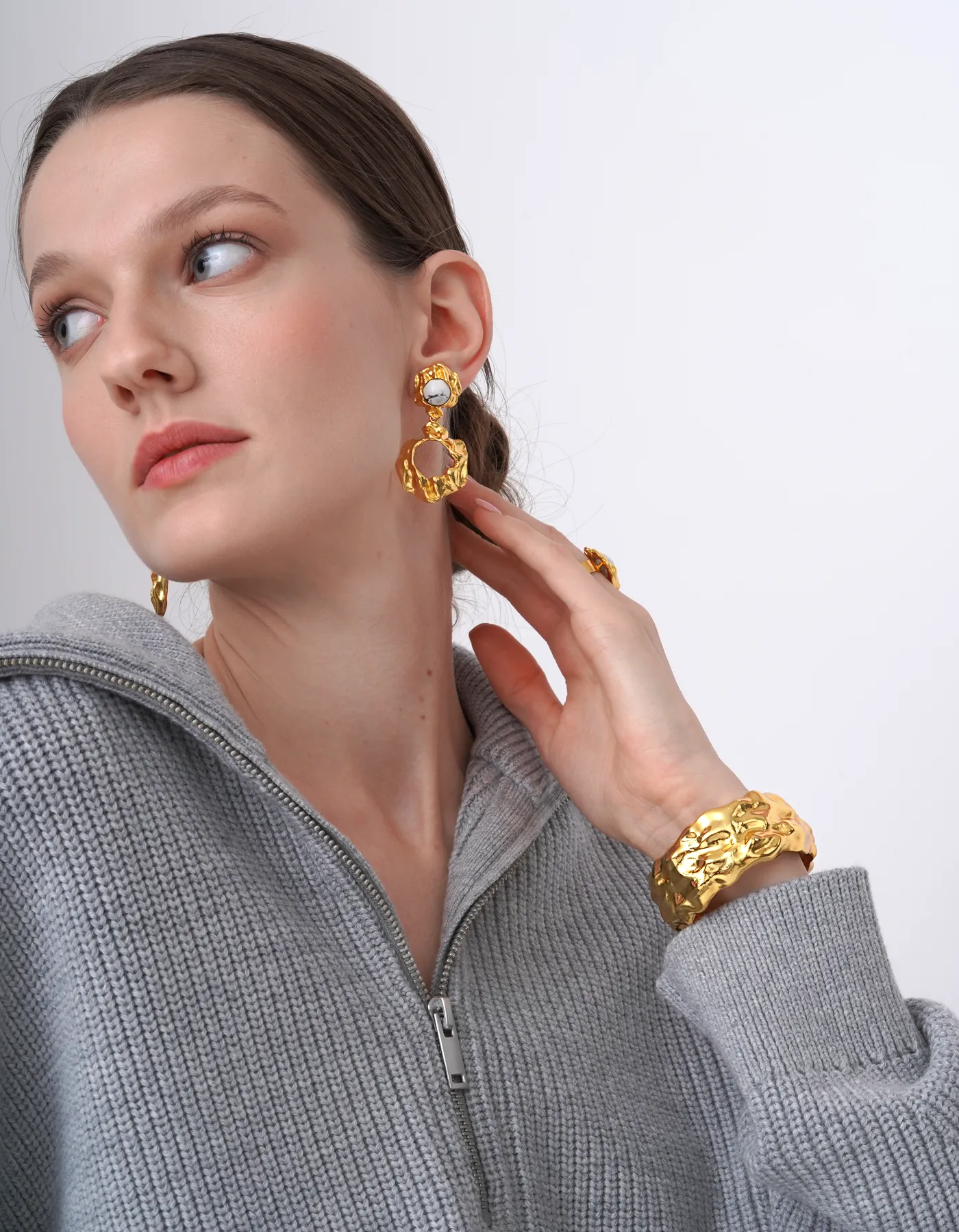 Salome Gold Howlite Earrings